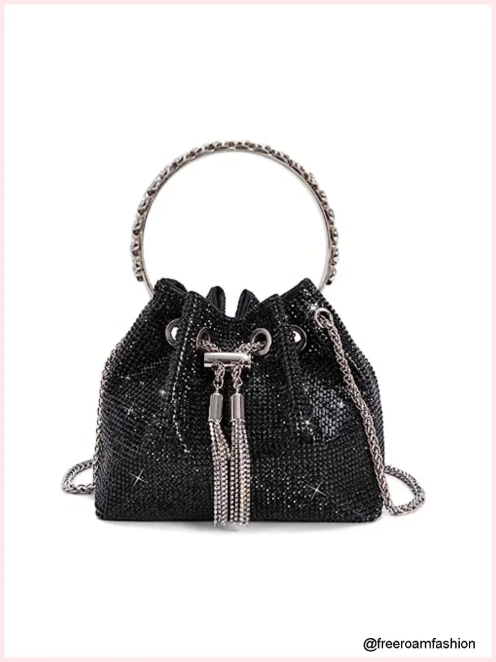 10,000 Crystal Rhinestone Clutch Purse Sparkly Evening Handbag Tassel